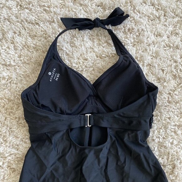 Athleta Tara Halter Tankini Swim Dress Black Underwire 492068 Women's 34 B/C - Picture 5 of 8